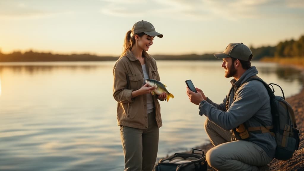 Two anglers sharing catch data with CatchCraft Planner